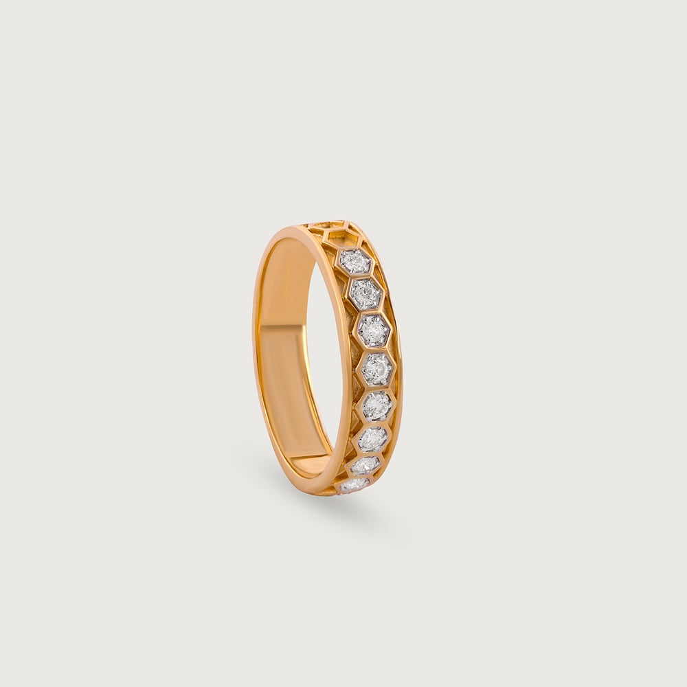 Honeycomb Flex Gold & Diamond Ring for Men,,hi-res image number null