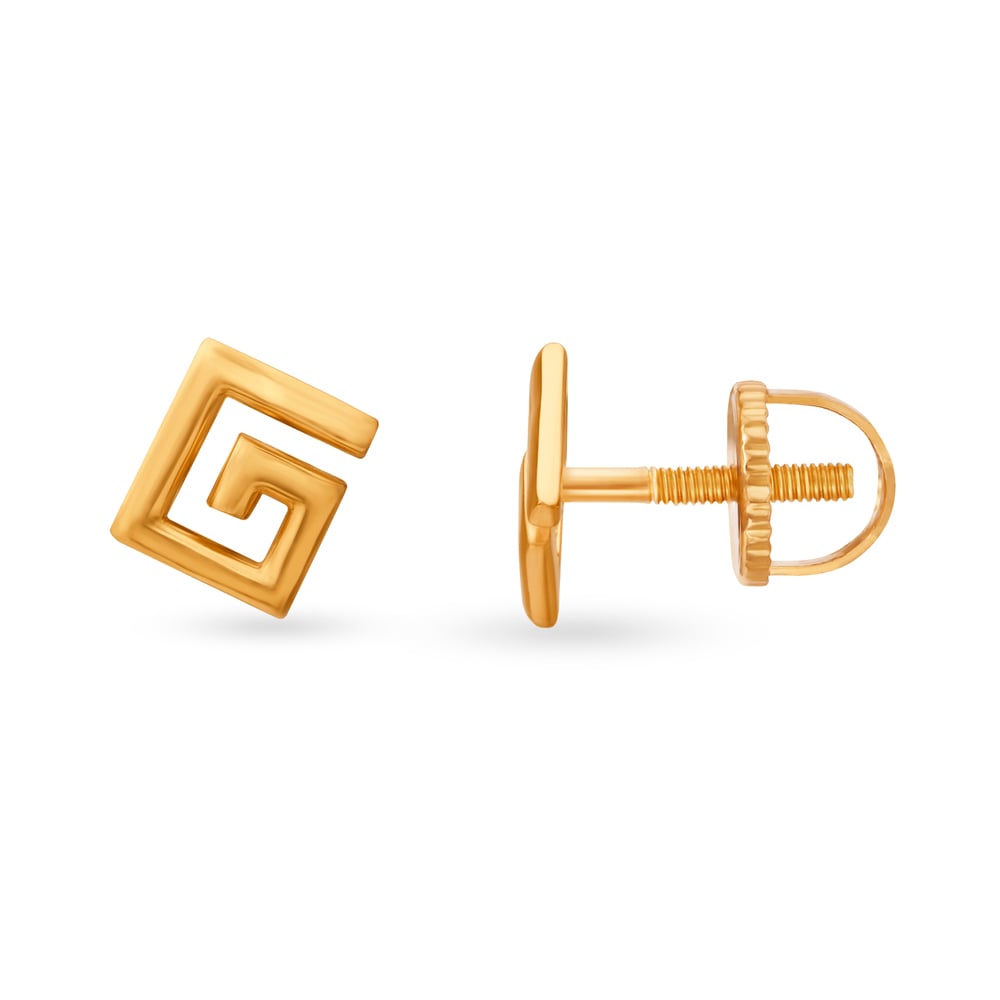 Rhombic Gold Stud Earrings,,hi-res image number null