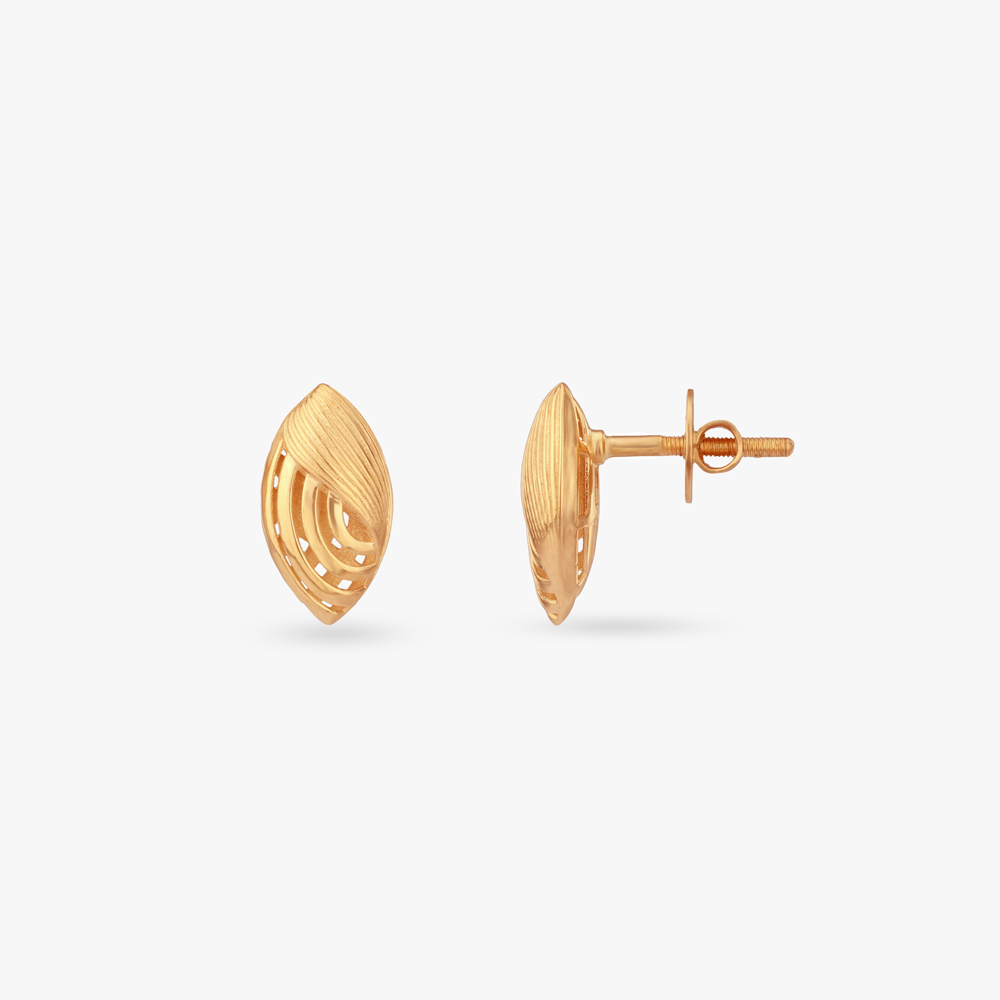 Ripple Curve Gold Stud Earrings,,hi-res image number null