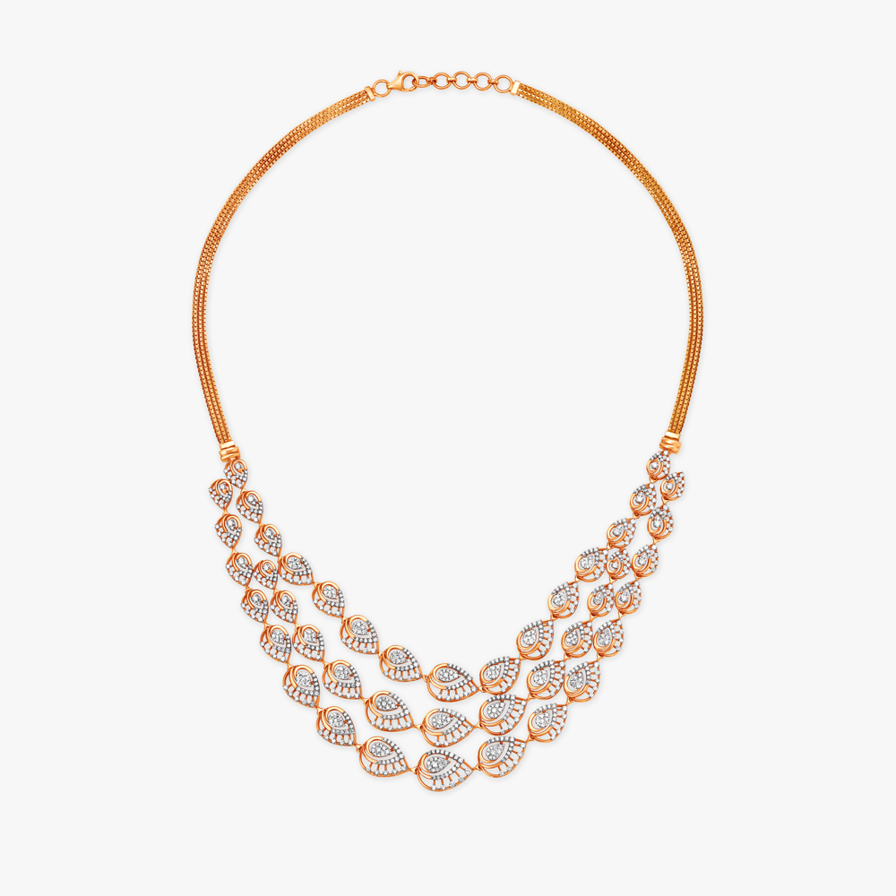 Leafy Glamour Diamond Necklace Set,,hi-res image number null