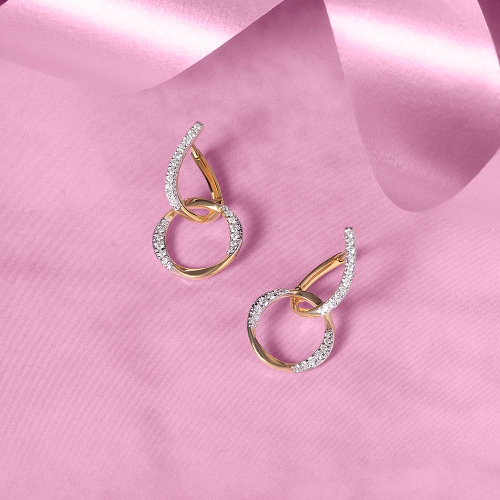 Modern Elegance Gold & Diamond Hoop Earrings,,hi-res image number null
