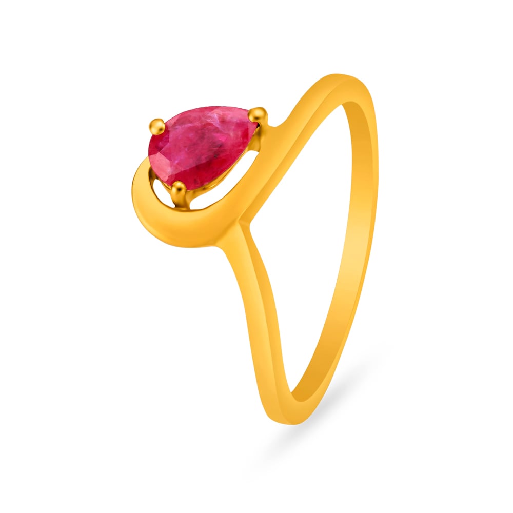 Classy 22 Karat Yellow Gold Teardrop Finger Ring,,hi-res image number null