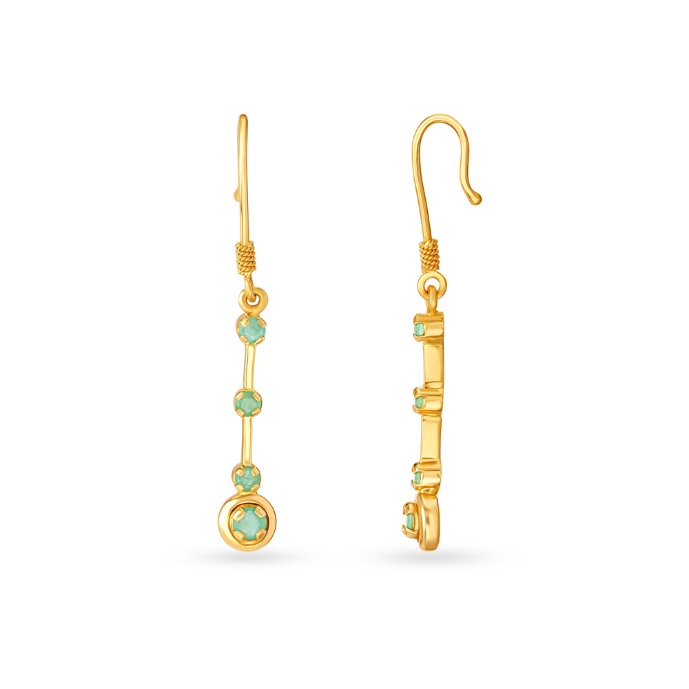 Sleek Emerald and Gold Hoop Earrings,,hi-res image number null