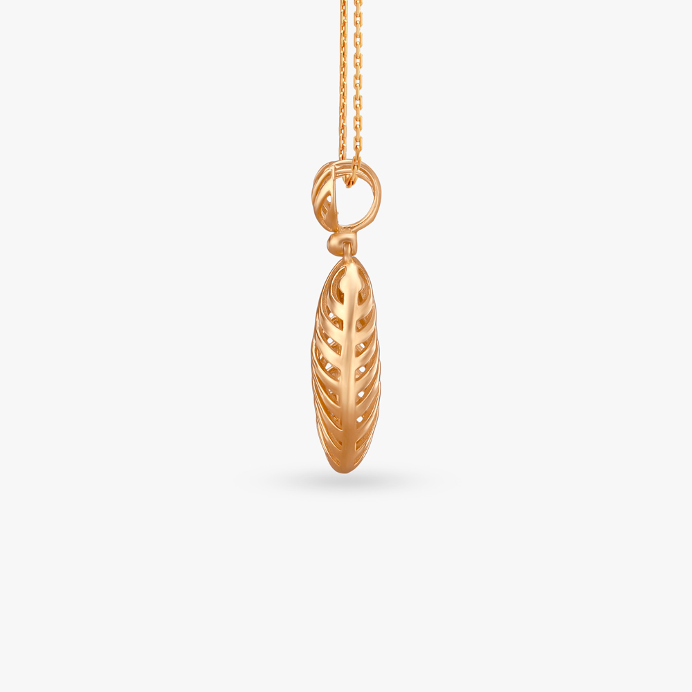 Ripple Leaf Gold Pendant and Earring Set,,hi-res image number null