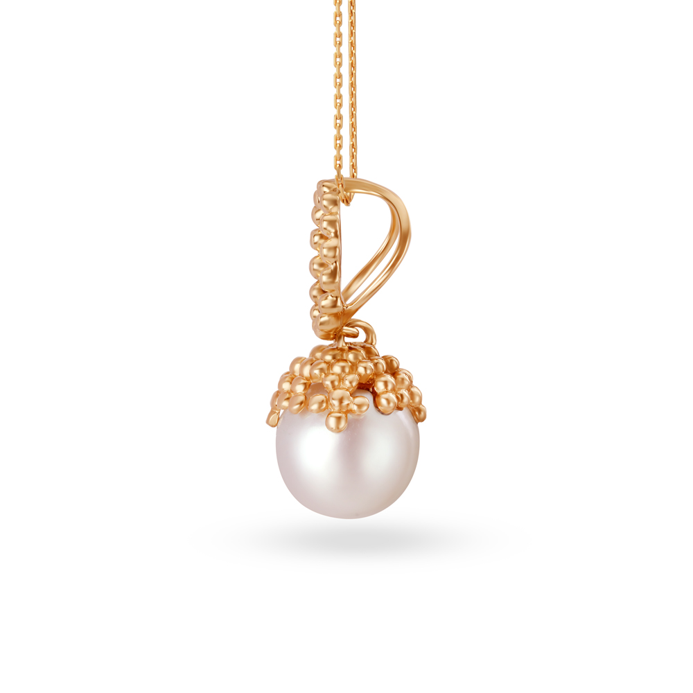 14KT Yellow Gold Pearl Pendant,,hi-res image number null