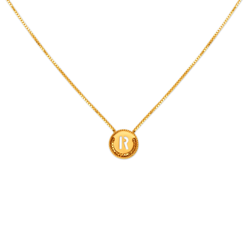 Letter R Gold Pendant with Chain For Kids,,hi-res image number null
