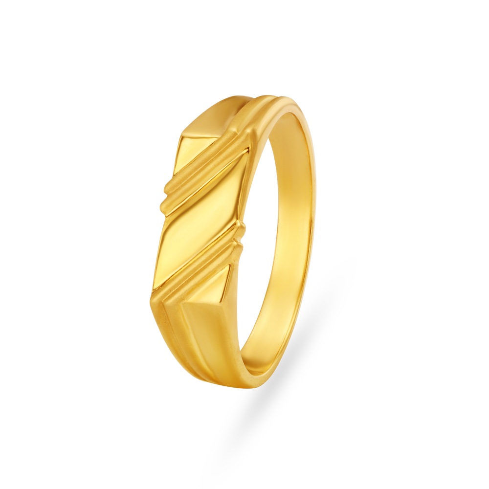 Exquisite Single Stone Gold and Diamond Finger Ring For Men