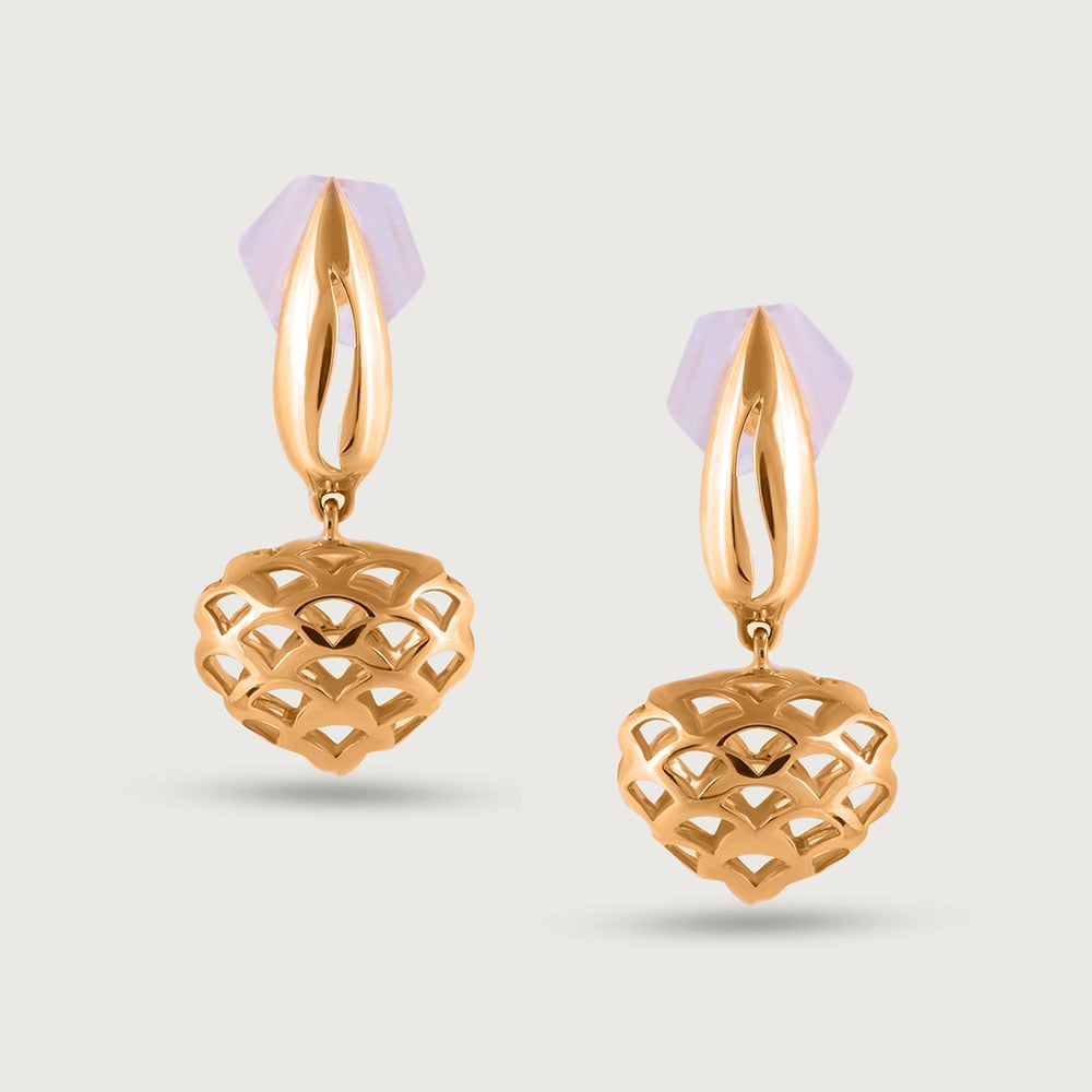 Lattice Heart Gold Drop Earrings,,hi-res image number null