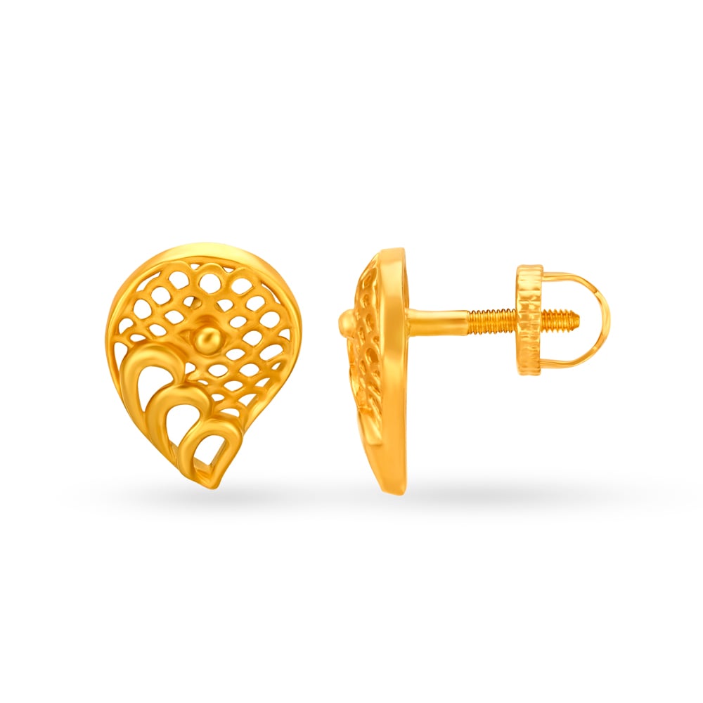 Contemporary Surreal Gold Stud Earrings,,hi-res image number null