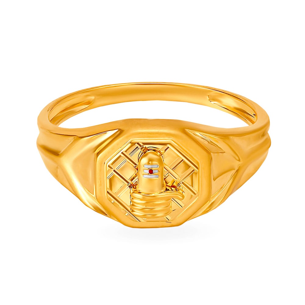 Divine Lord Shiva Lingam Gold Finger Ring for Men,,hi-res image number null