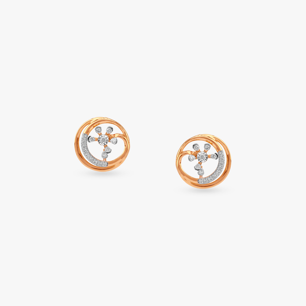 Swirl Bloom Diamond Stud Earrings,,hi-res image number null