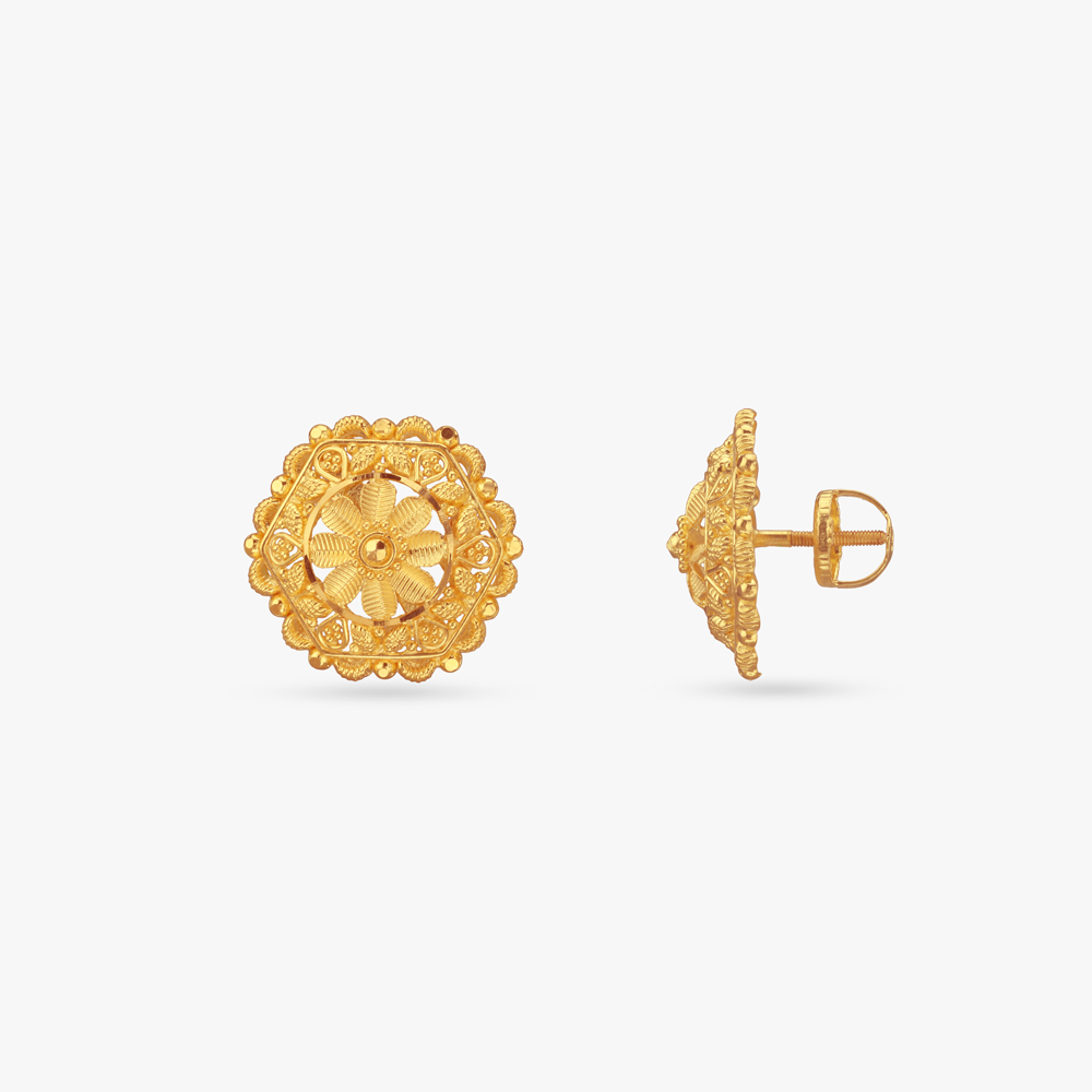 

Petal Crest Gold Stud Earrings