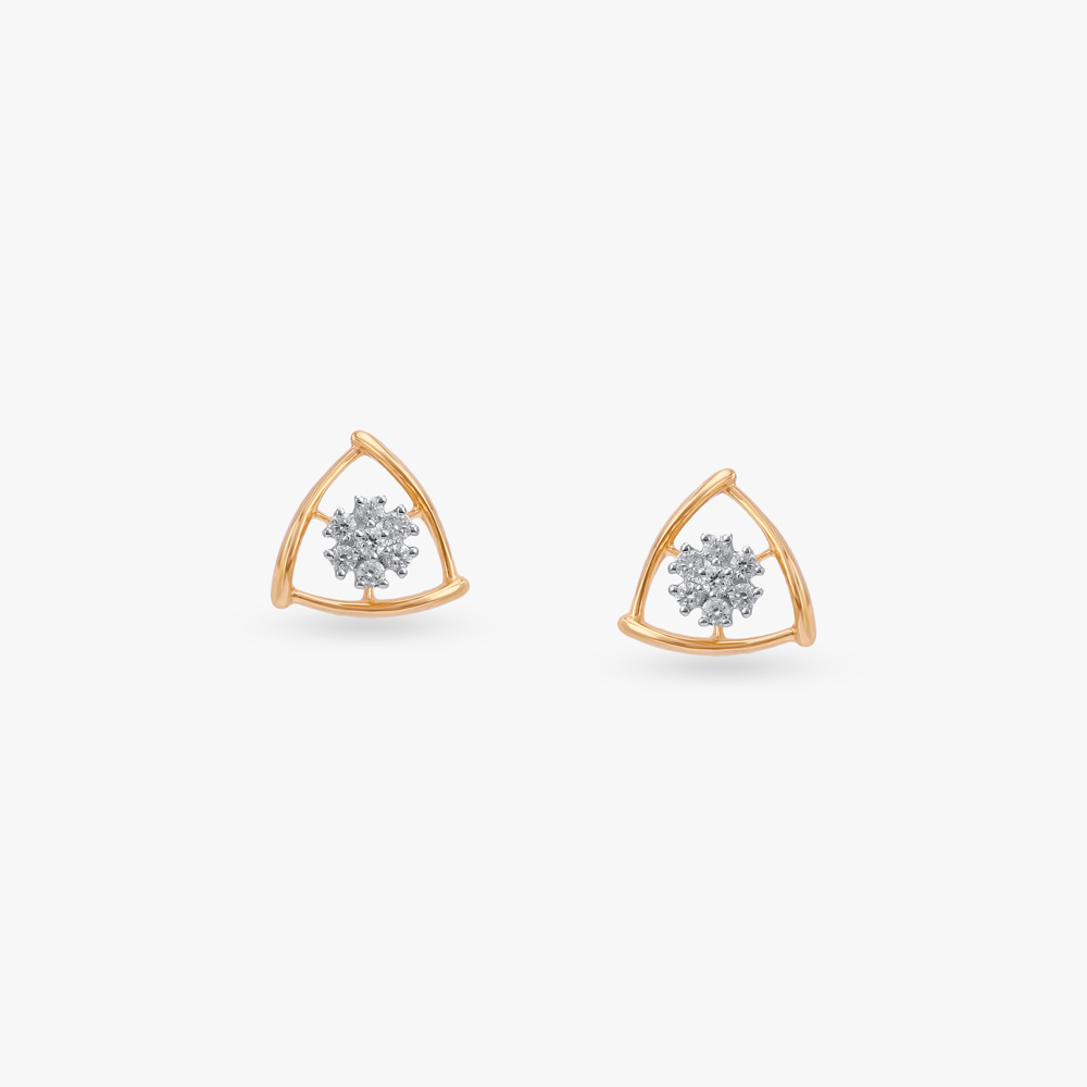 Triangle Bloom Diamond Stud Earrings,,hi-res image number null