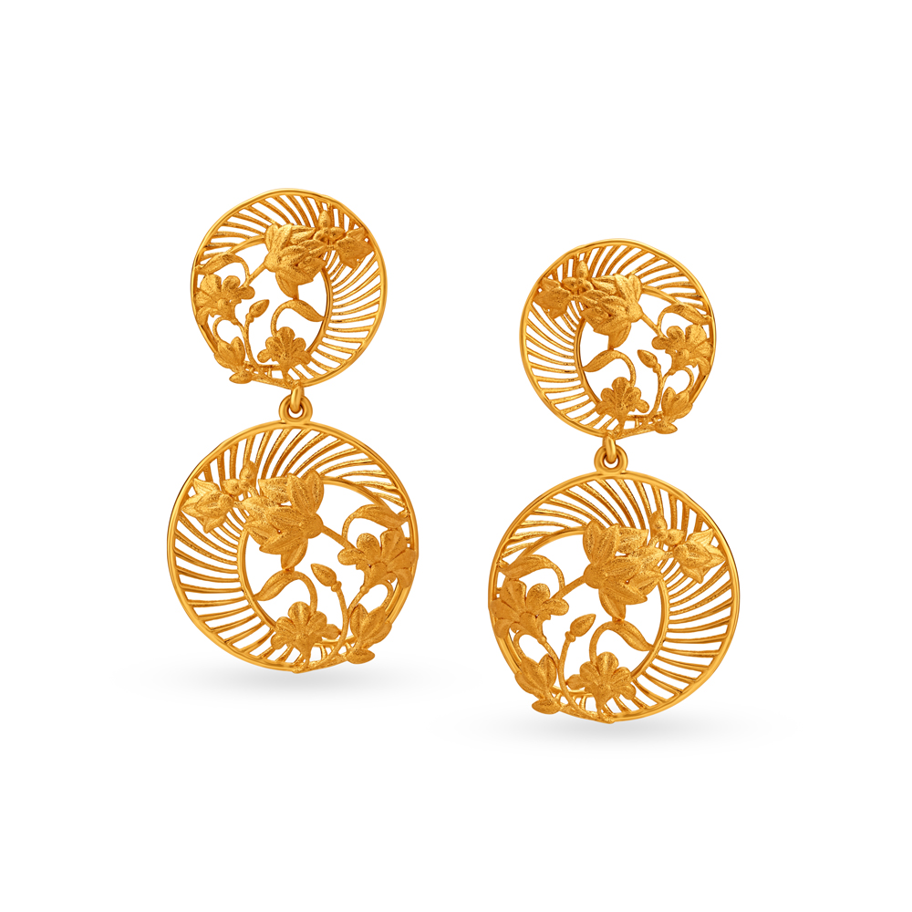 Graceful Circlet Design Gold Drop Earrings