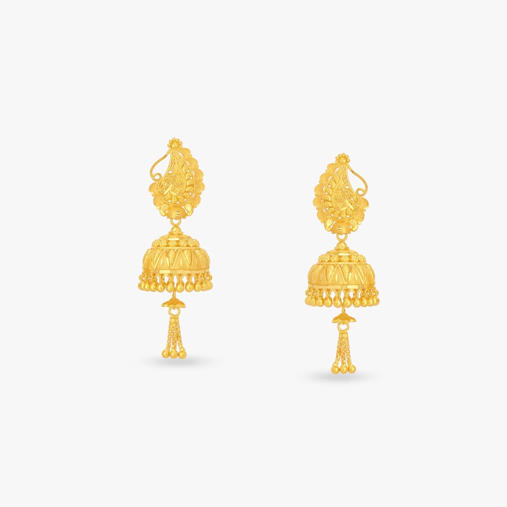 Ridged Petal Jhumka Earrings,,hi-res image number null