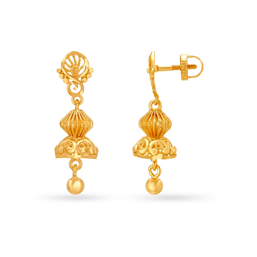 Polish Traditional Gold Jhumkas,,hi-res image number null