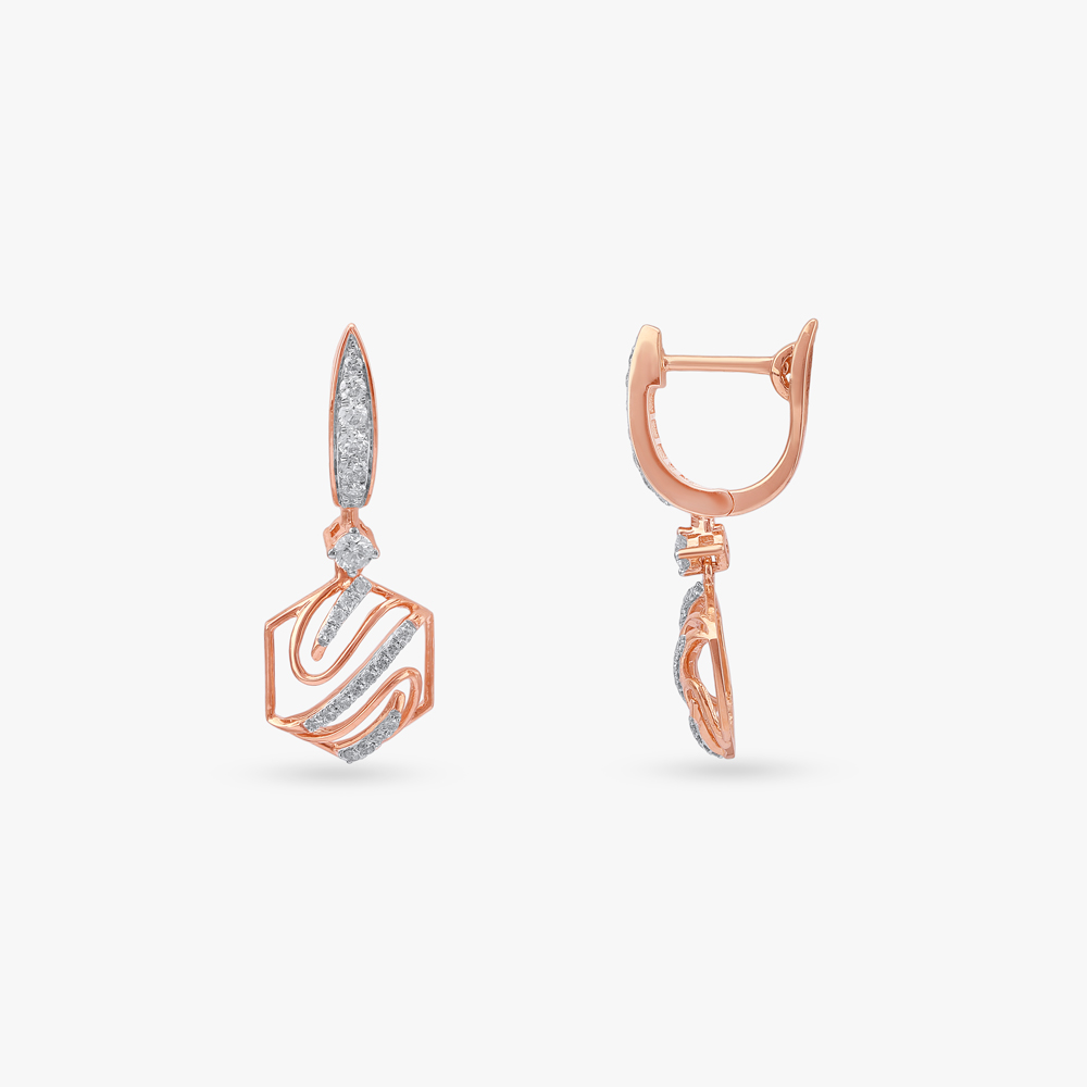 Chic Hexa Diamond Drop Earrings,,hi-res image number null