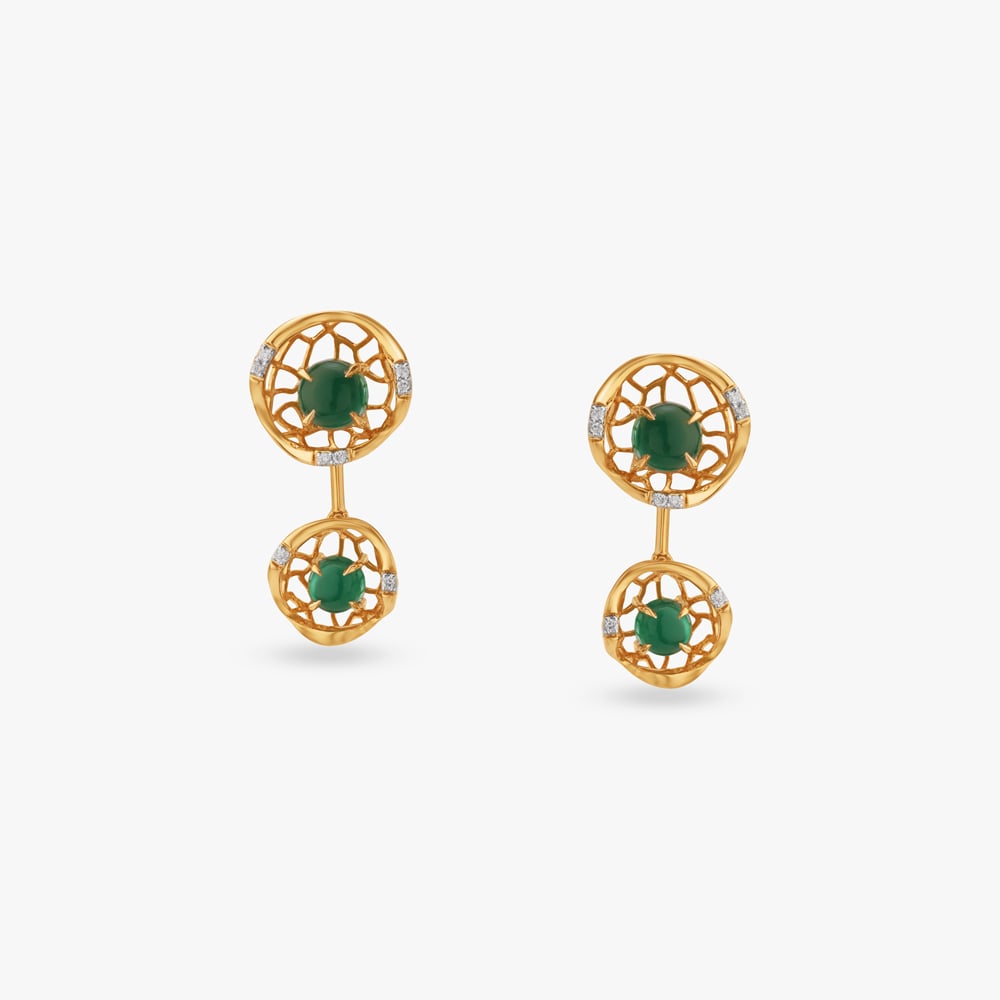 

Double Disc Diamond Drop Earrings