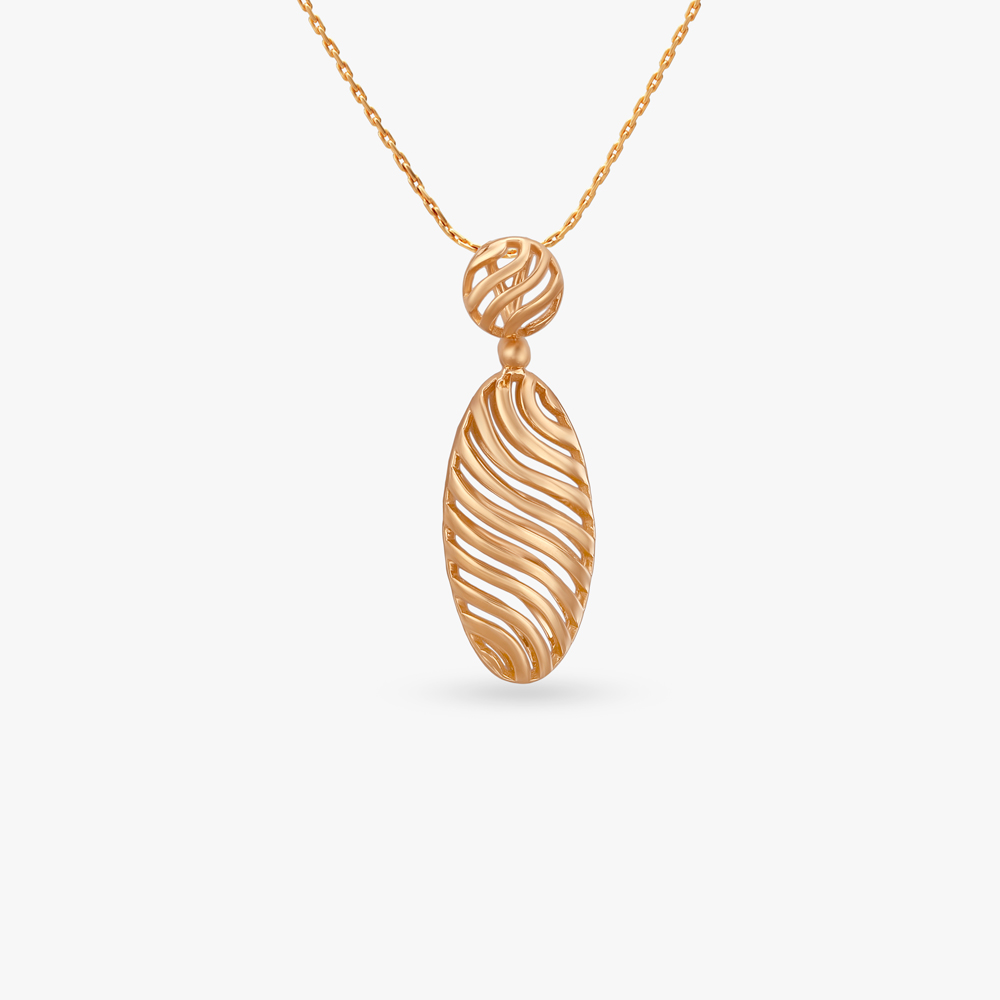 Ripple Leaf Gold Pendant and Earring Set,,hi-res image number null