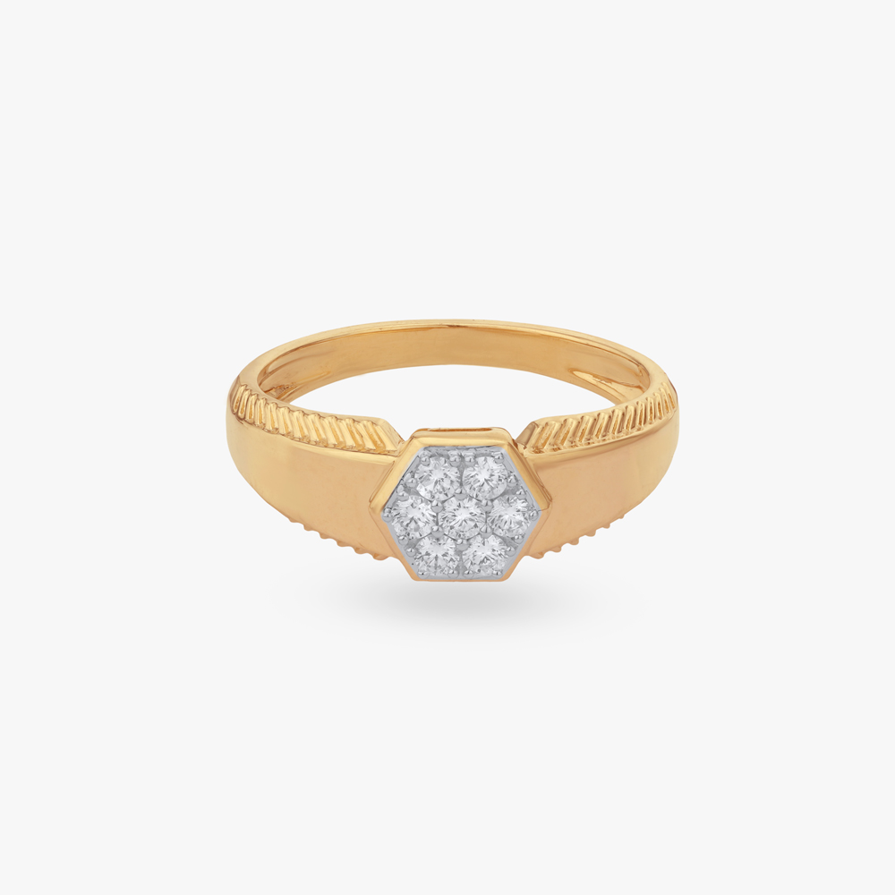 Bold Hexagon Diamond Ring For Men,,hi-res image number null