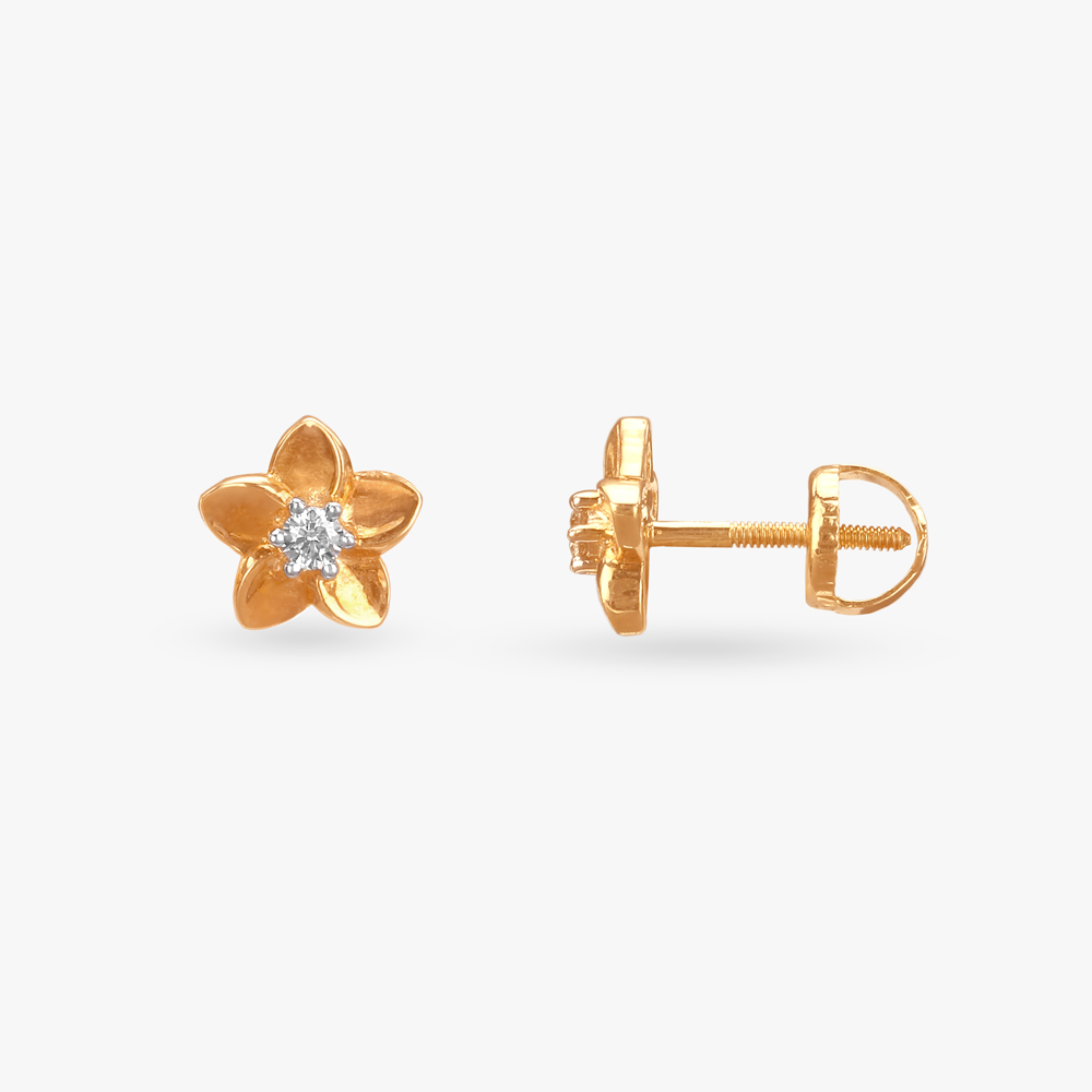 Dainty Bloom Diamond Stud Earrings For Kids,,hi-res image number null