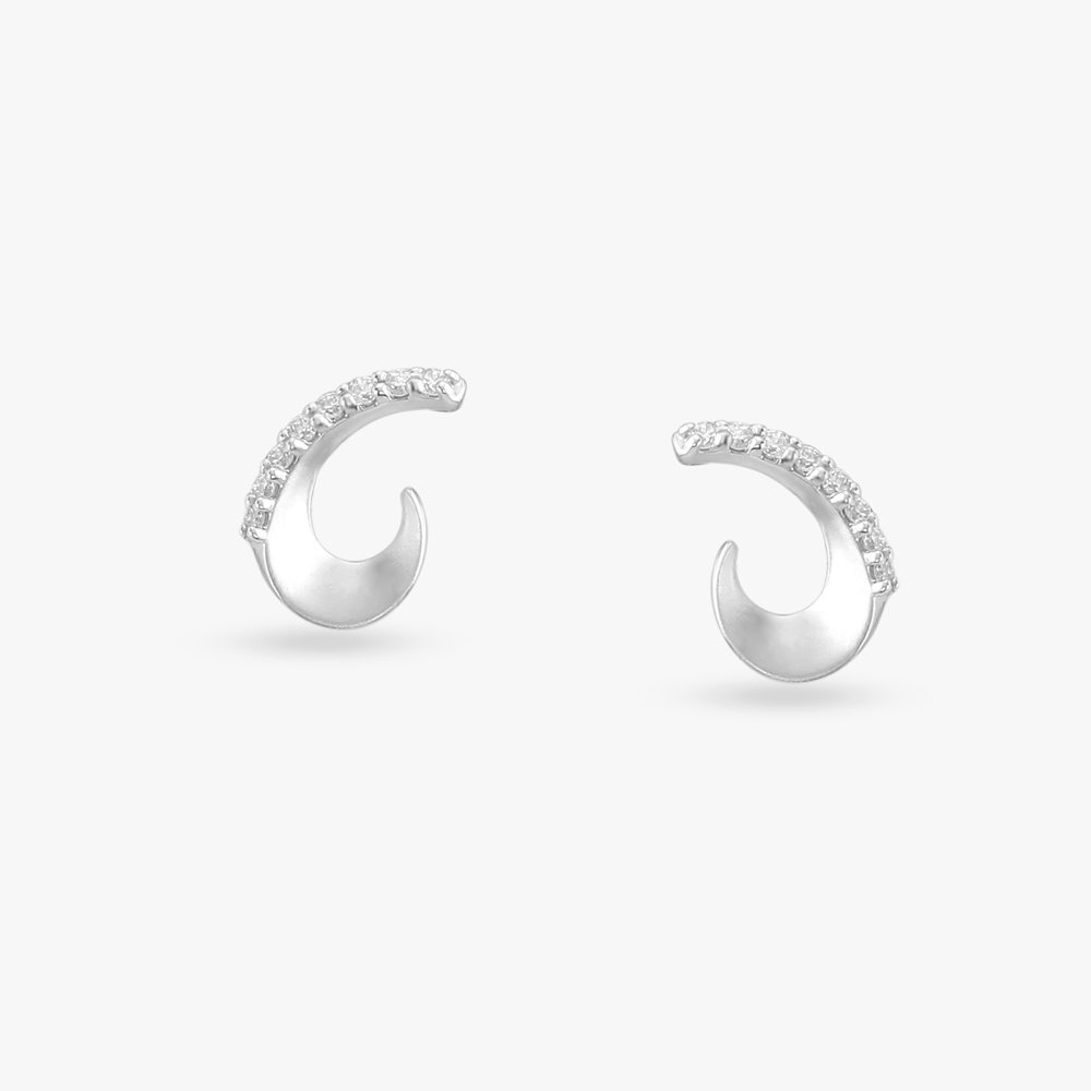 Crescent Diamond Stud Earrings,,hi-res image number null