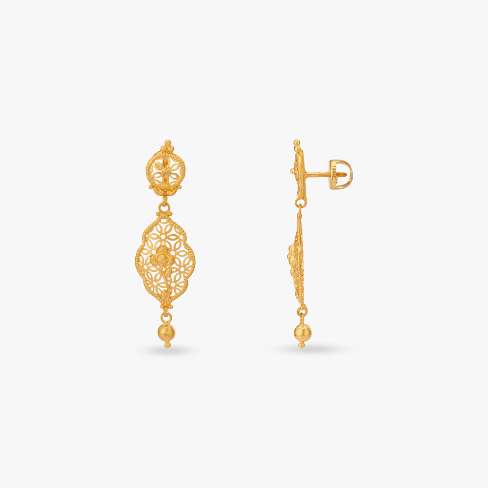 Filigree Glow Gold Drop Earrings,,hi-res image number null