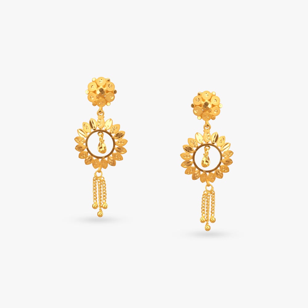 Blooming Floral Gold Drop Earrings,,hi-res image number null