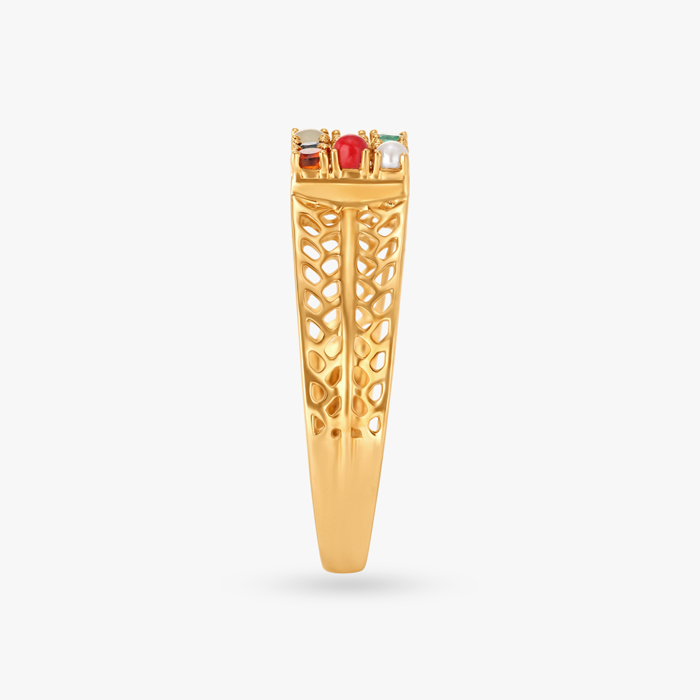 Embracing Prosperity Navaratna Ring For Men,,hi-res image number null