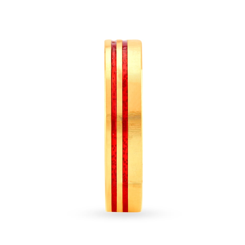 Vibrant 22 Karat Yellow Gold Striped Finger Ring,,hi-res image number null