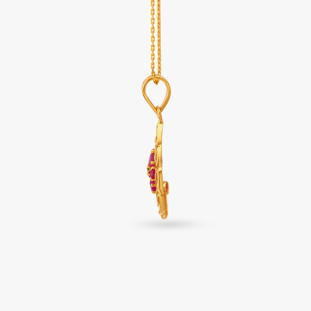 Grandeur Gold Pendant and Earrings Set,,hi-res image number null