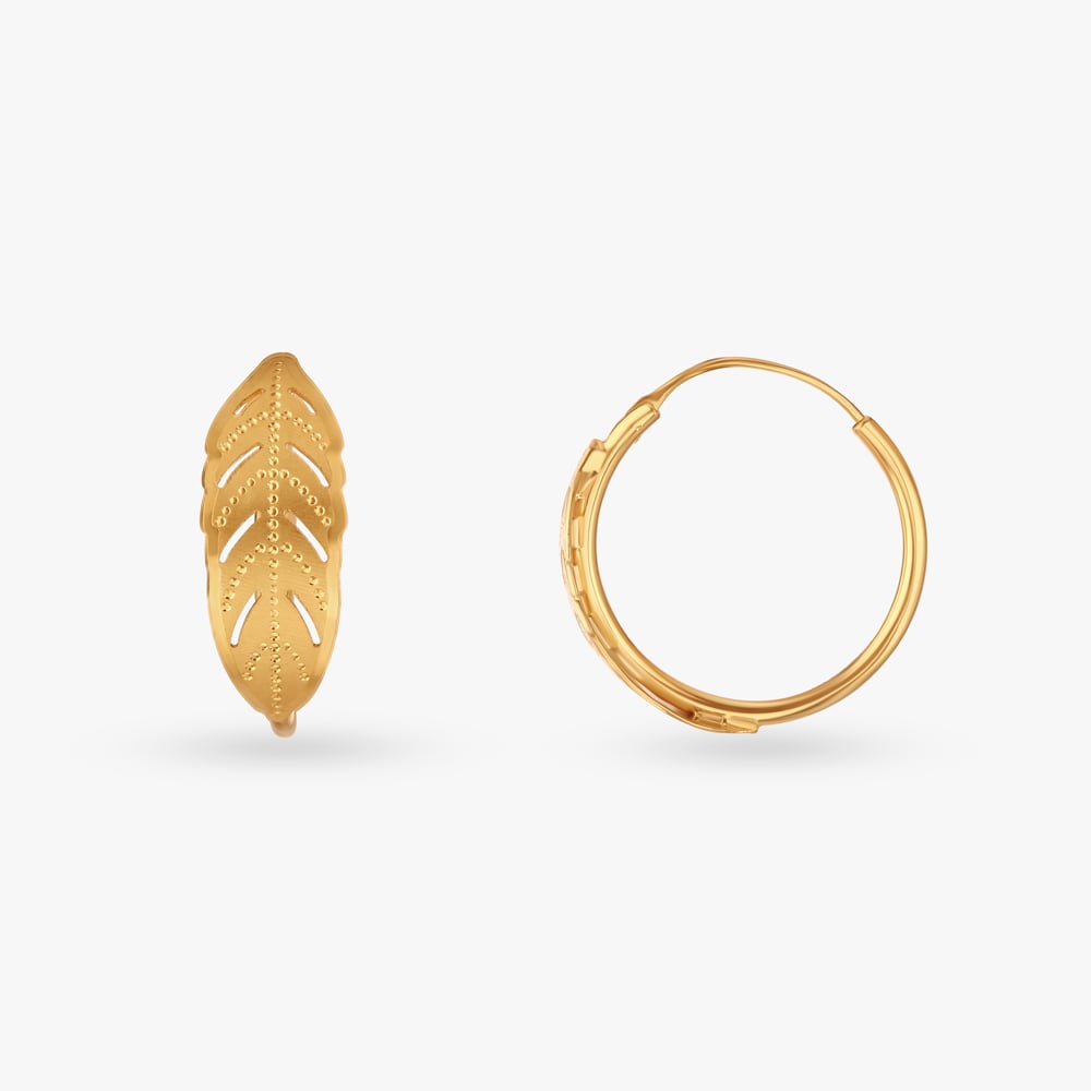 Contemporary Leafy Hoop Earrings,,hi-res image number null