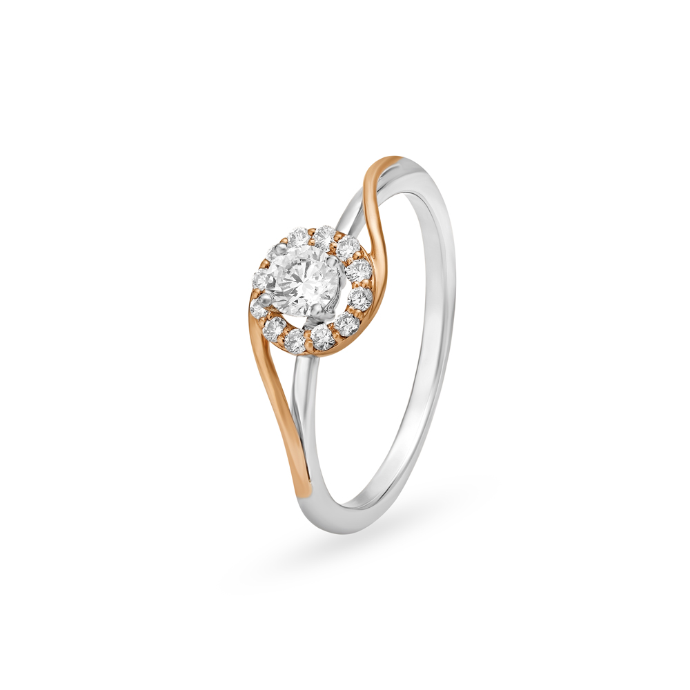Enchanting 18 Karat White And Rose Gold And Diamond Finger Ring,,hi-res image number null