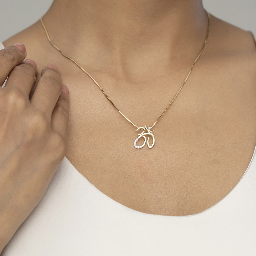Sacred Om Gold and Diamond Pendant,,hi-res image number null