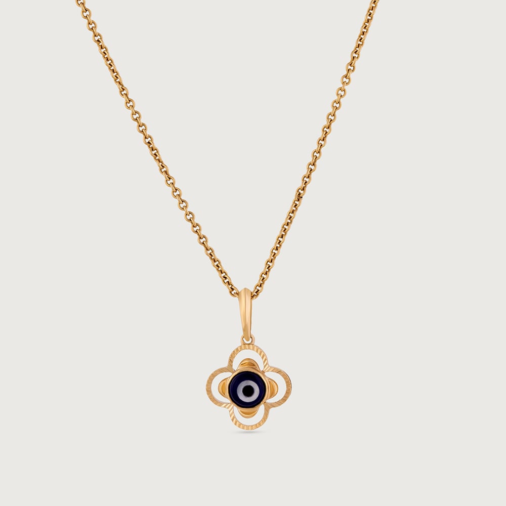 Blooming Evil Eye Gold Pendant,,hi-res image number null
