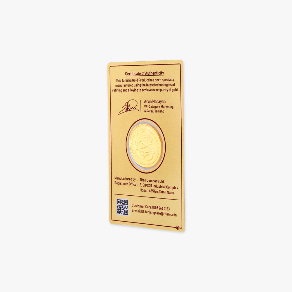 10 gram 24 Karat Gold Coin with Ganesha Motif,,hi-res image number null