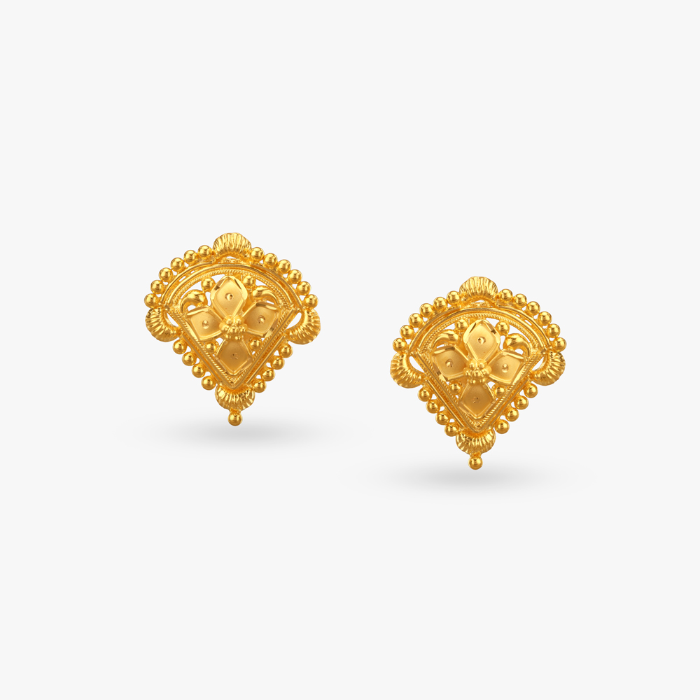 Floral Grandeur Gold Pendant and Earrings Set,,hi-res image number null