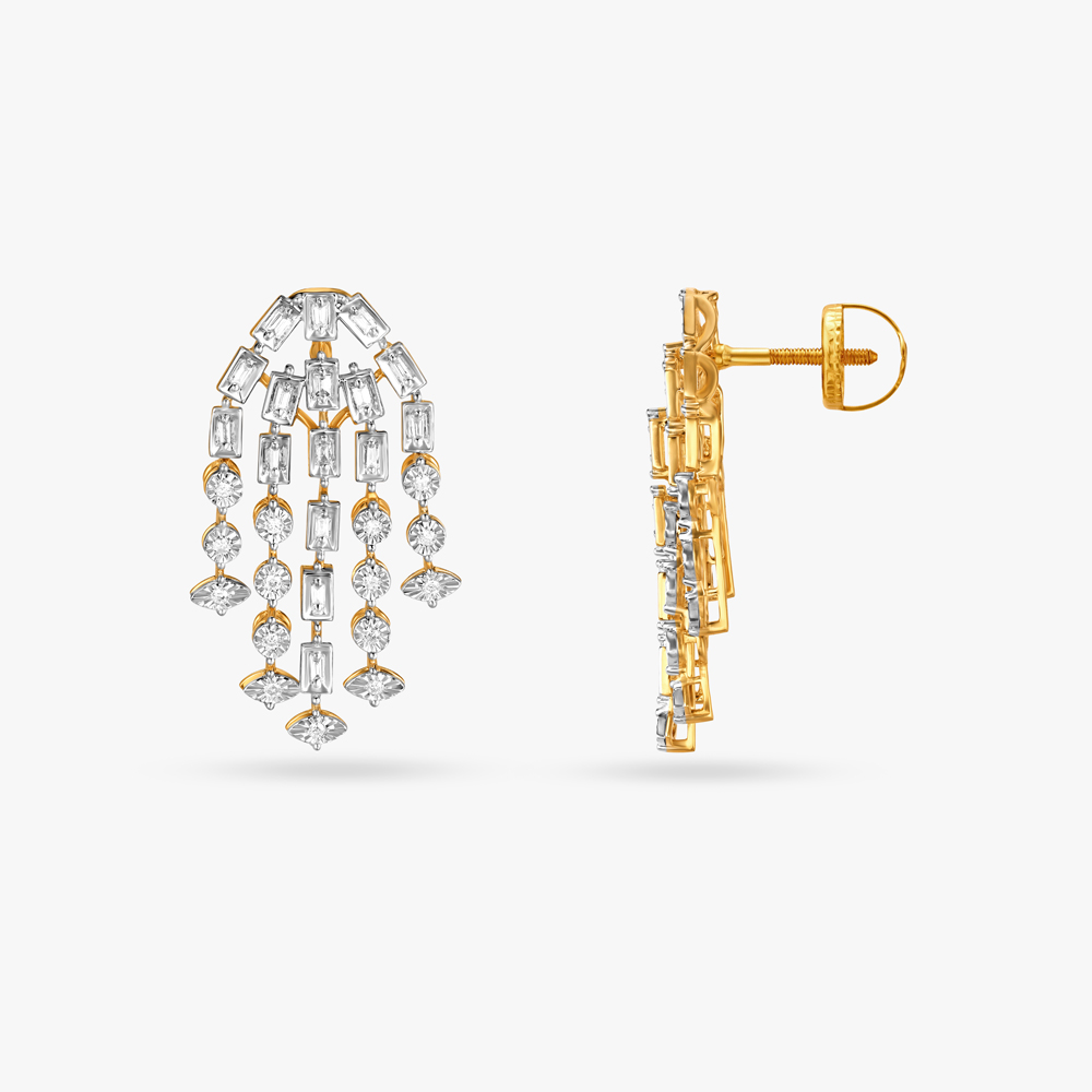 Sleek Cascade Diamond Pendant and Earrings Set,,hi-res image number null