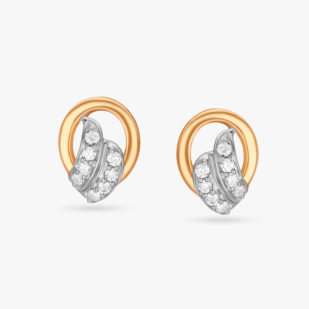 Fascinating Gold and Diamond Stud Earrings