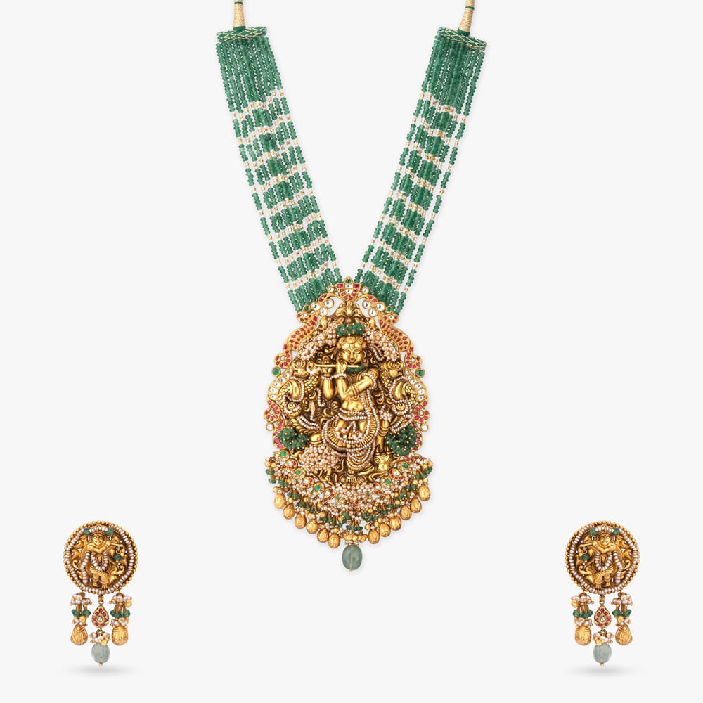 Emerald Vrindavan Veni Necklace Set,,hi-res image number null
