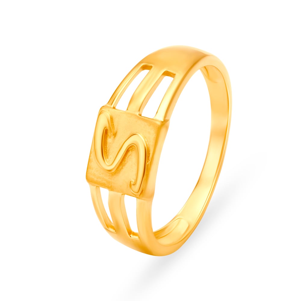 Statement 22 Karat Yellow Gold Typography Ring,,hi-res image number null