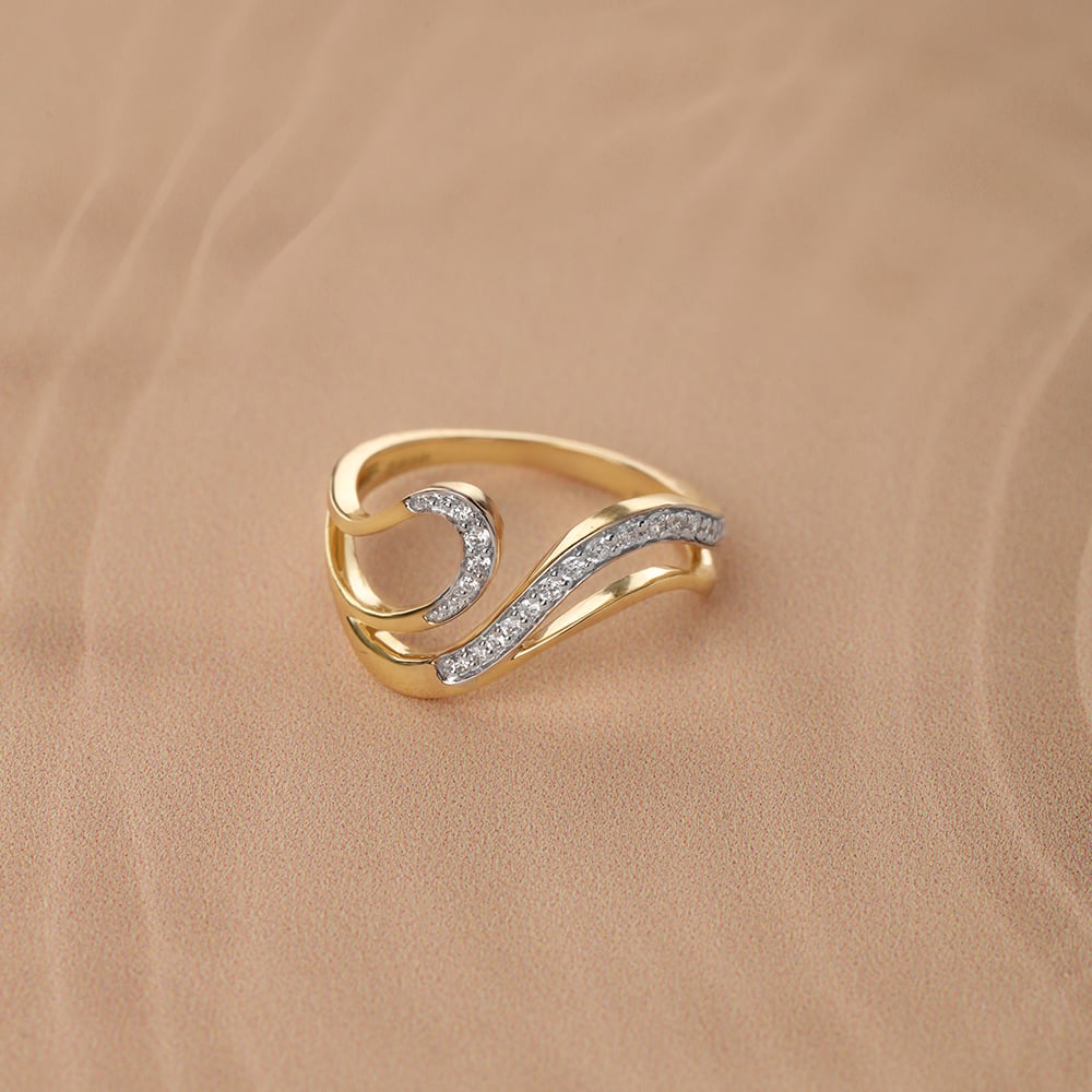 Eternal Wave 14 Kt Gold & Diamond Ring,,hi-res image number null