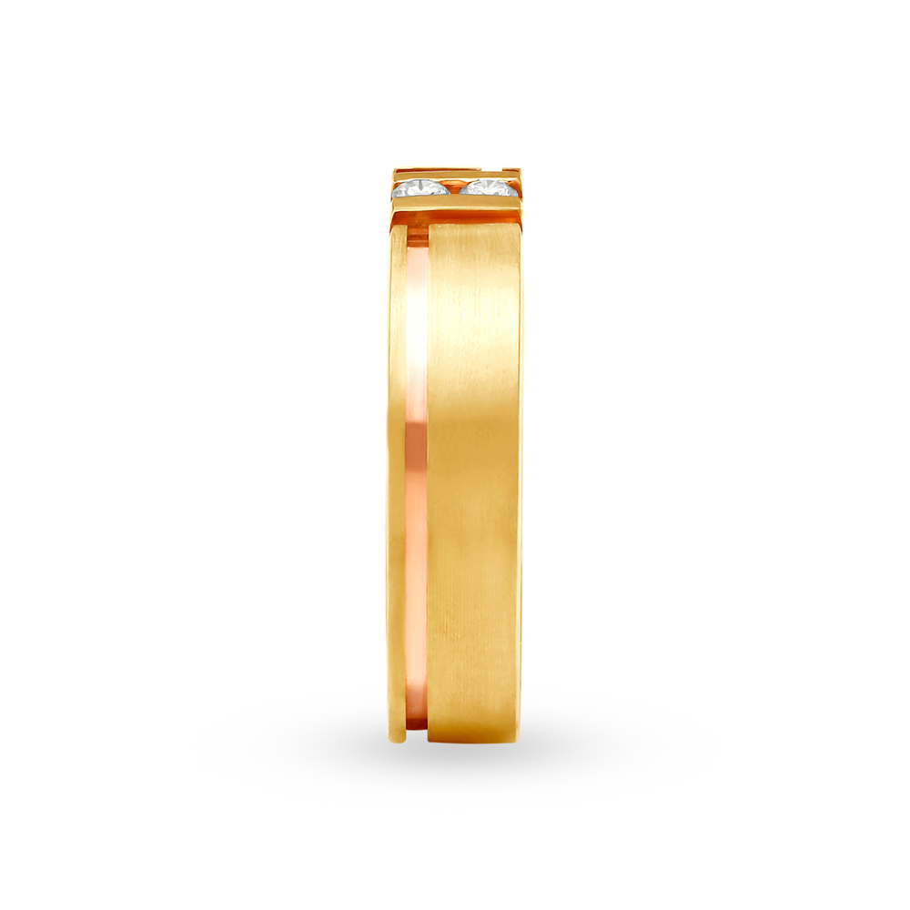 Bold Edgy Diamond Ring in White and Rose Gold for Men,,hi-res image number null