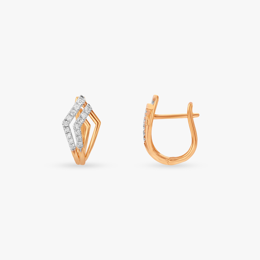 Arrow Gleam Diamond Hoop Earrings,,hi-res image number null