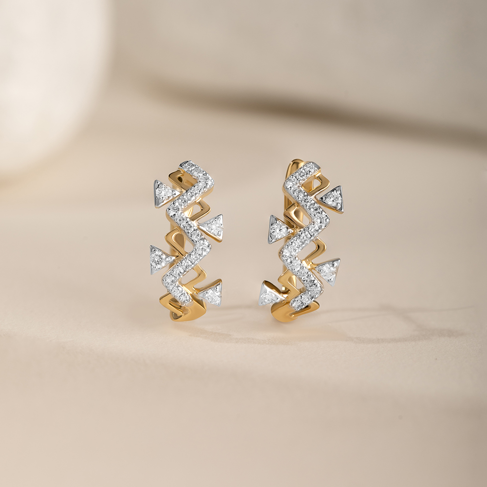 Lippan Glow Gold & Diamond Hoop Earrings,,hi-res image number null