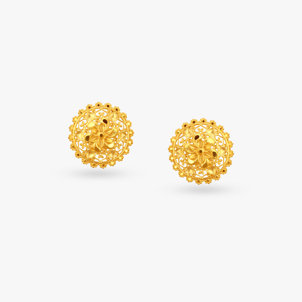 Royal Bloom Gold Pendant and Earrings Set,,hi-res image number null
