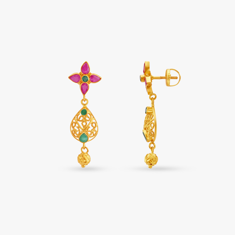 Radiant Teardrop Gold Pendant with Chain and Earrings Set,,hi-res image number null