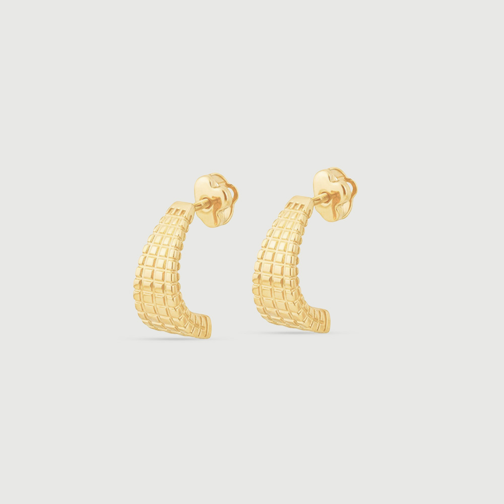 Textured Curve Gold Stud Earrings,,hi-res image number null