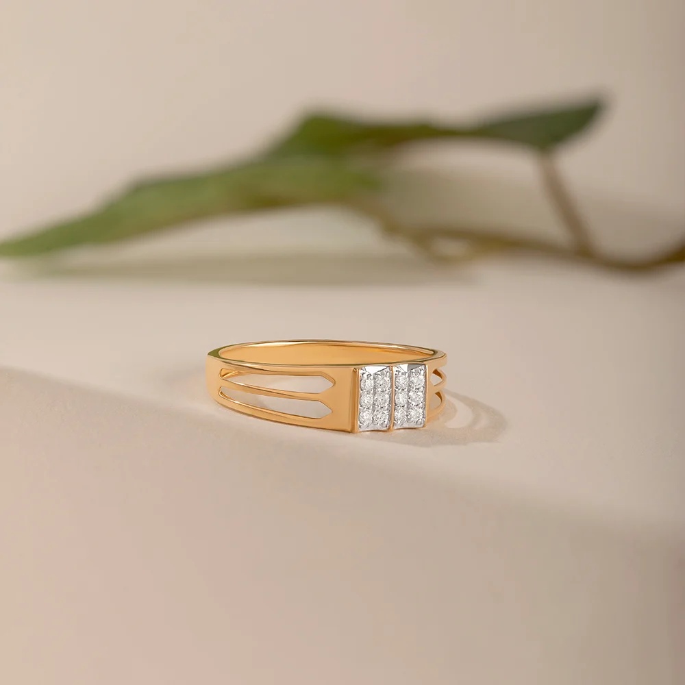 Minimalist Vibes Gold & Diamond Ring for Men,,hi-res image number null