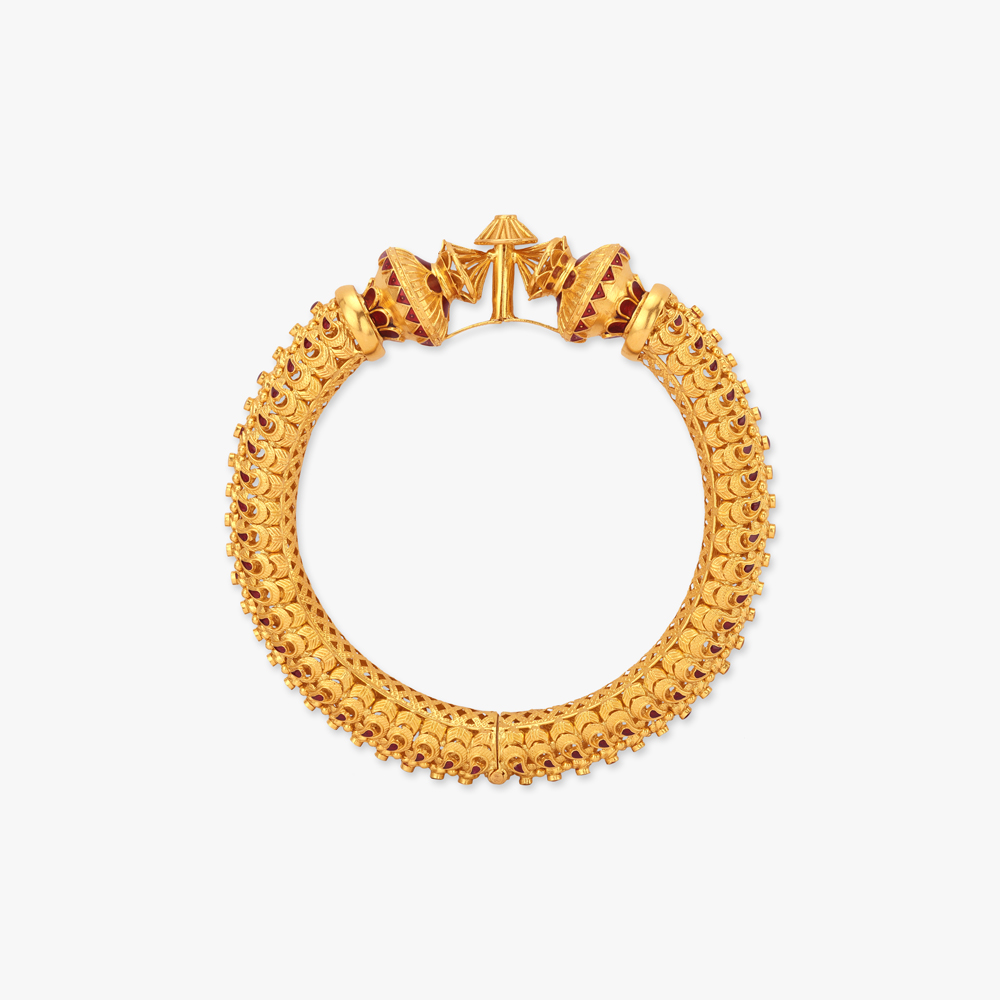 Paisley Pratha Solid Bala Gold Bangles,,hi-res image number null